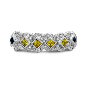 14K White Gold Yellow & Blue (Bottom) Grill