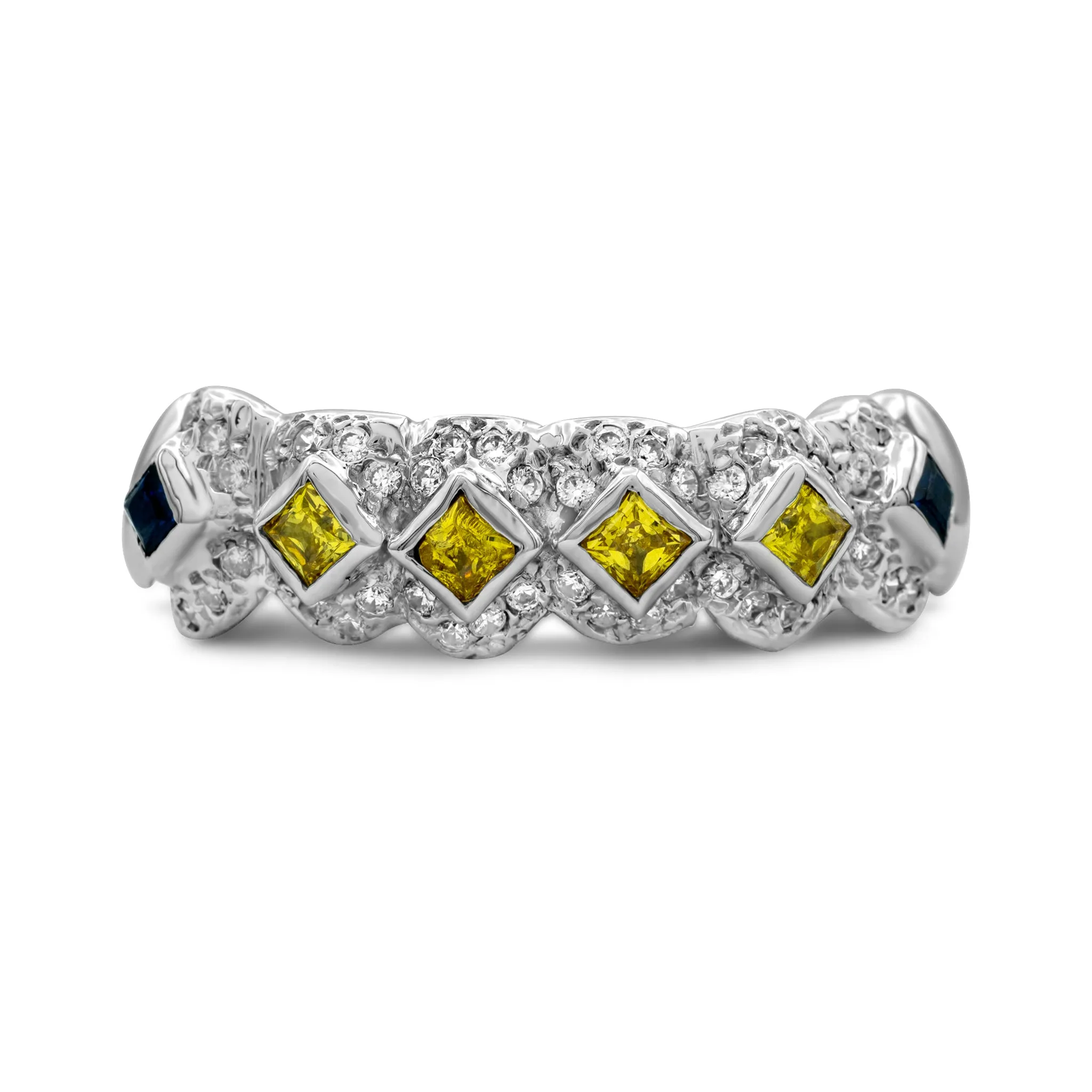 14K White Gold Yellow & Blue (Bottom) Grill