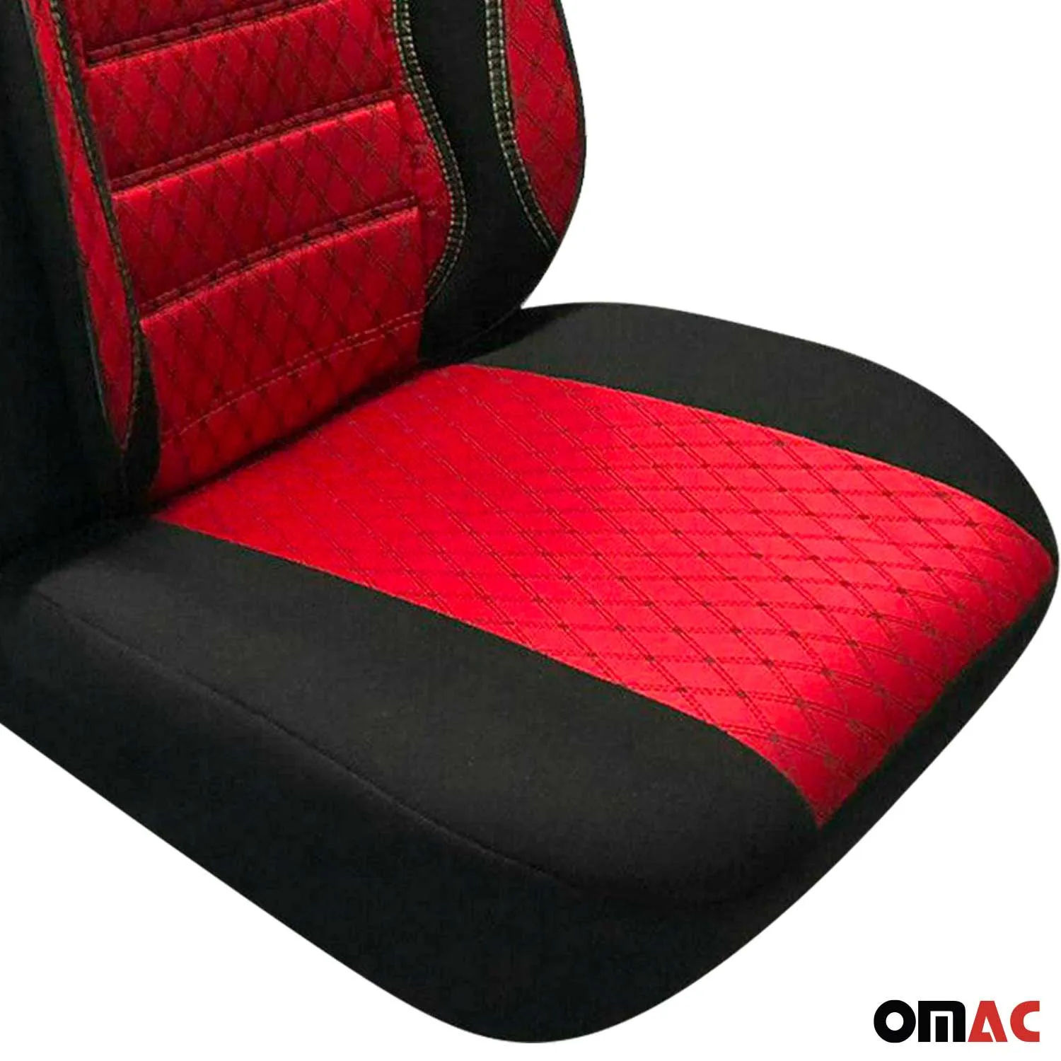 1x Front Car Pickup Van SUV Seat Cover Protection Fabric Black with Red