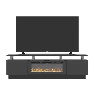 70"/80" 2 Tiers Luxury Modern High Gloss Fireplace TV Stand