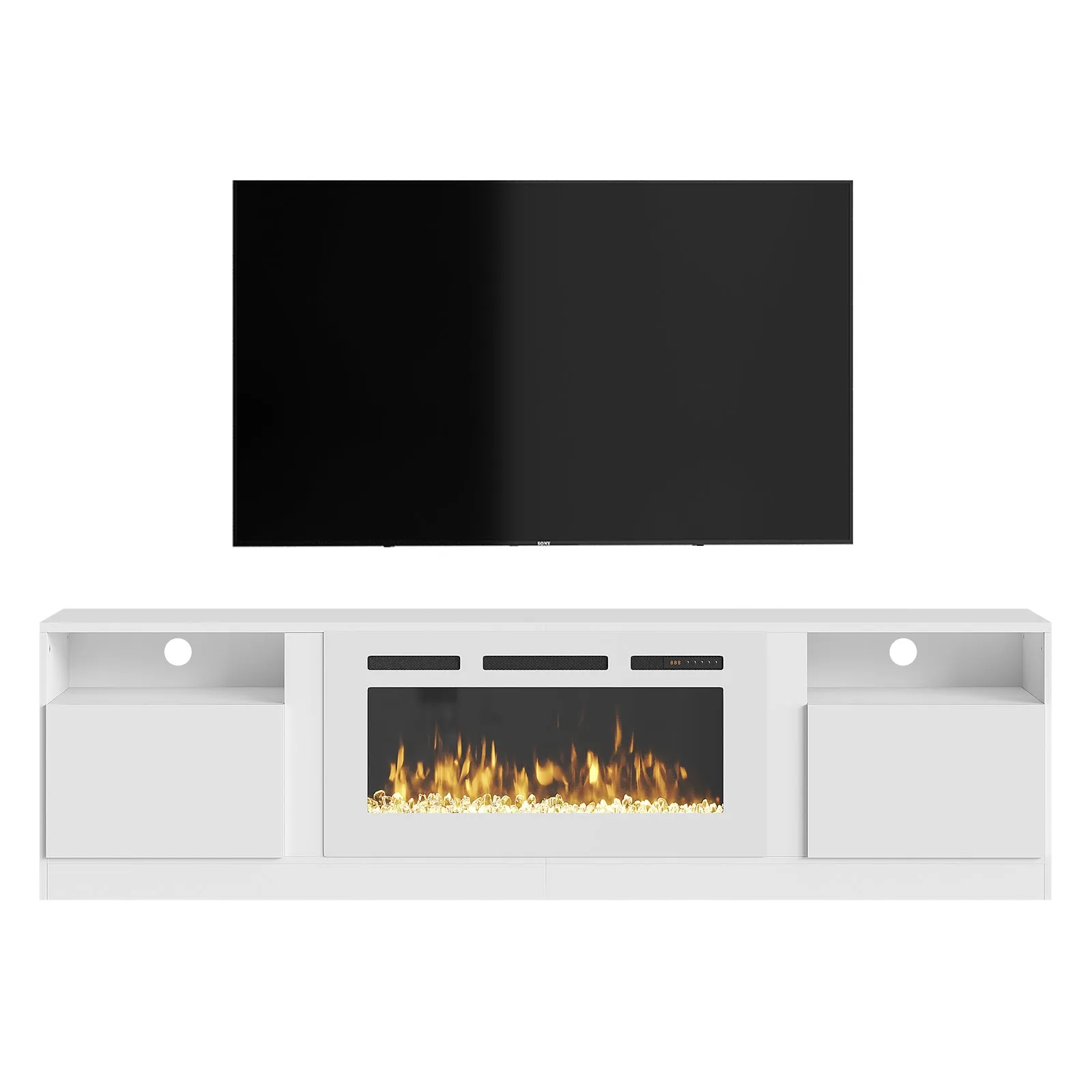 70"/80" Wood Texture Fireplace TV Stand with Storage Cabinet