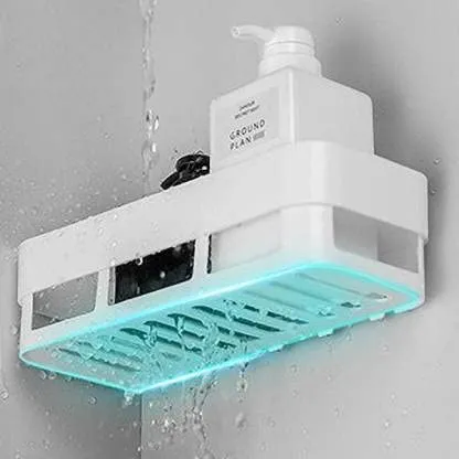 ADL PASSION Wall Mounted Plastic Self Adhesive Bathroom Shelf/Bathroom Organizer/Bathroom Accessories/Bathroom Shelf for Wall/Wall Mounted Shelf (White)