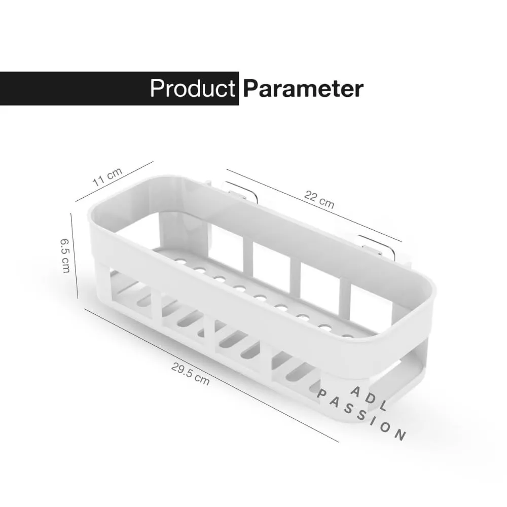 ADL PASSION Wall Mounted Plastic Self Adhesive Bathroom Shelf/Bathroom Organizer/Bathroom Accessories/Bathroom Shelf for Wall/Wall Mounted Shelf (White)
