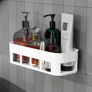 ADL PASSION Wall Mounted Plastic Self Adhesive Bathroom Shelf/Bathroom Organizer/Bathroom Accessories/Bathroom Shelf for Wall/Wall Mounted Shelf (White)
