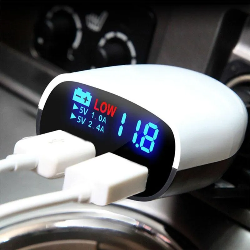 ANLUD Universal Dual USB Car Charger LED Screen 3.4A Cars Voltage Monitoring Display
