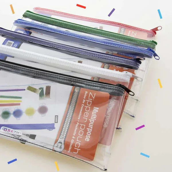 Bazic Multipurpose Clear Zipper Pouch, Assorted Colors  (BAZ 806 )