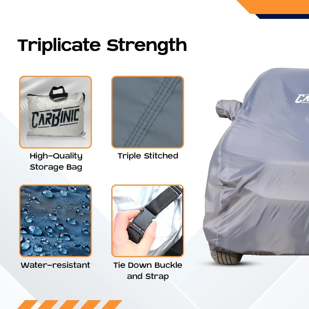 CARBINIC Car Body Cover for Toyota Glanza 2022 | Water Resistant, UV Protection Car Cover | Scratchproof Body Shield | Dustproof All-Weather Cover | Mirror Pocket & Antenna | Car Accessories, Grey