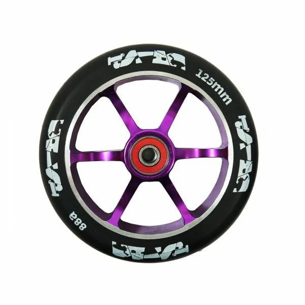 Crisp Scooters Drilled Alloy 125mm Wheel, Purple/Black