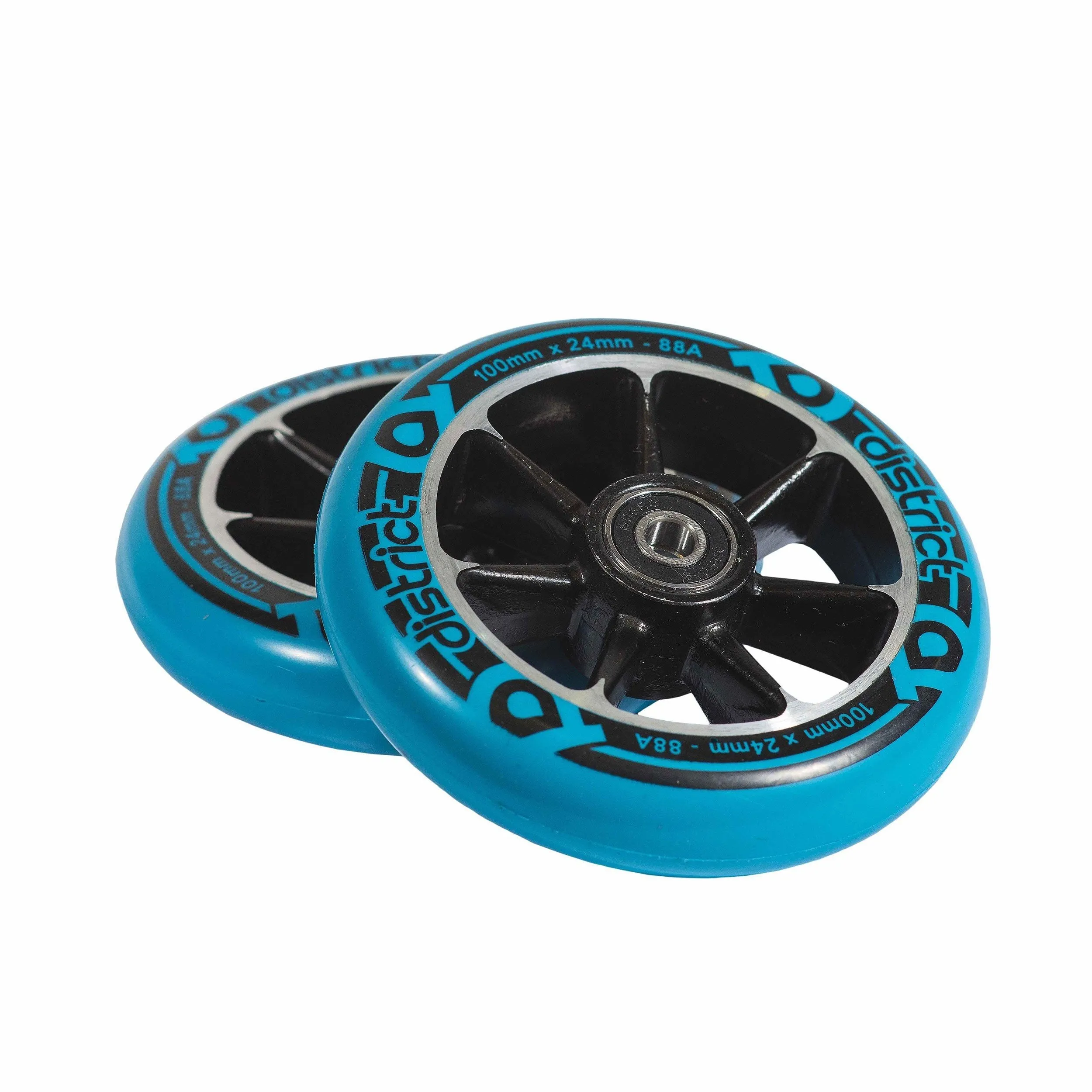 District Scooters Wheels Cast Alloy Core Twin Pack - 100mm Black/Blue