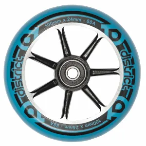 District Scooters Wheels Cast Alloy Core Twin Pack - 100mm Black/Blue