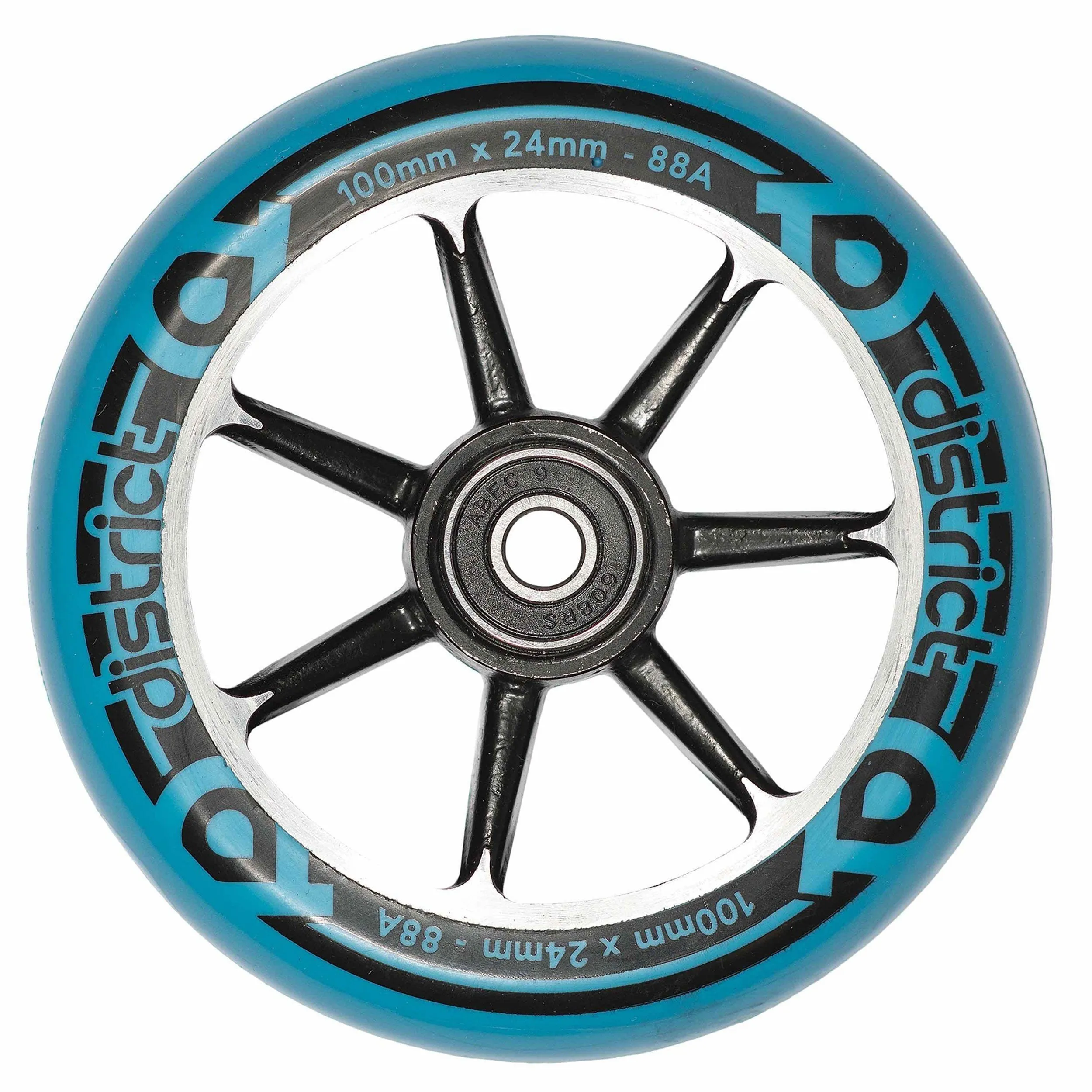 District Scooters Wheels Cast Alloy Core Twin Pack - 100mm Black/Blue