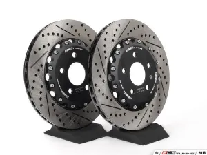 ECS TUNING - Front Cross-Drilled & Slotted 2-Piece Semi-Floating Brake Rotors - Pair (345x30)