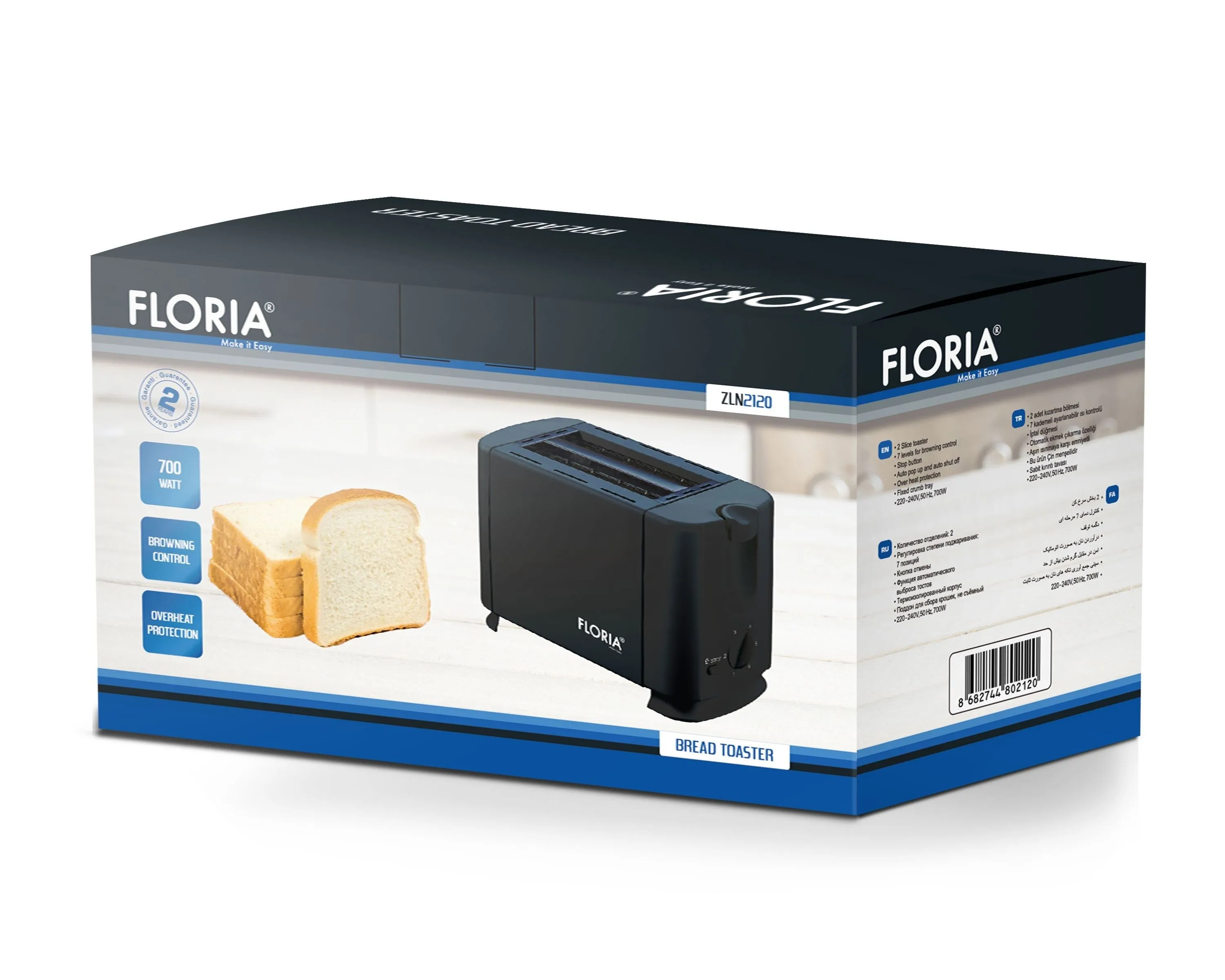 Electric Bread Toaster Sleek Black