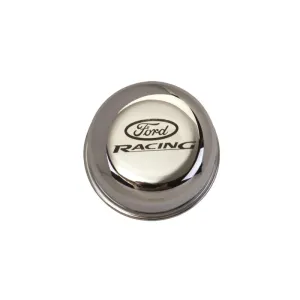 Ford Racing Push-In Round Breather - 1.22 in Hole - Ford Racing Logo - Chrome