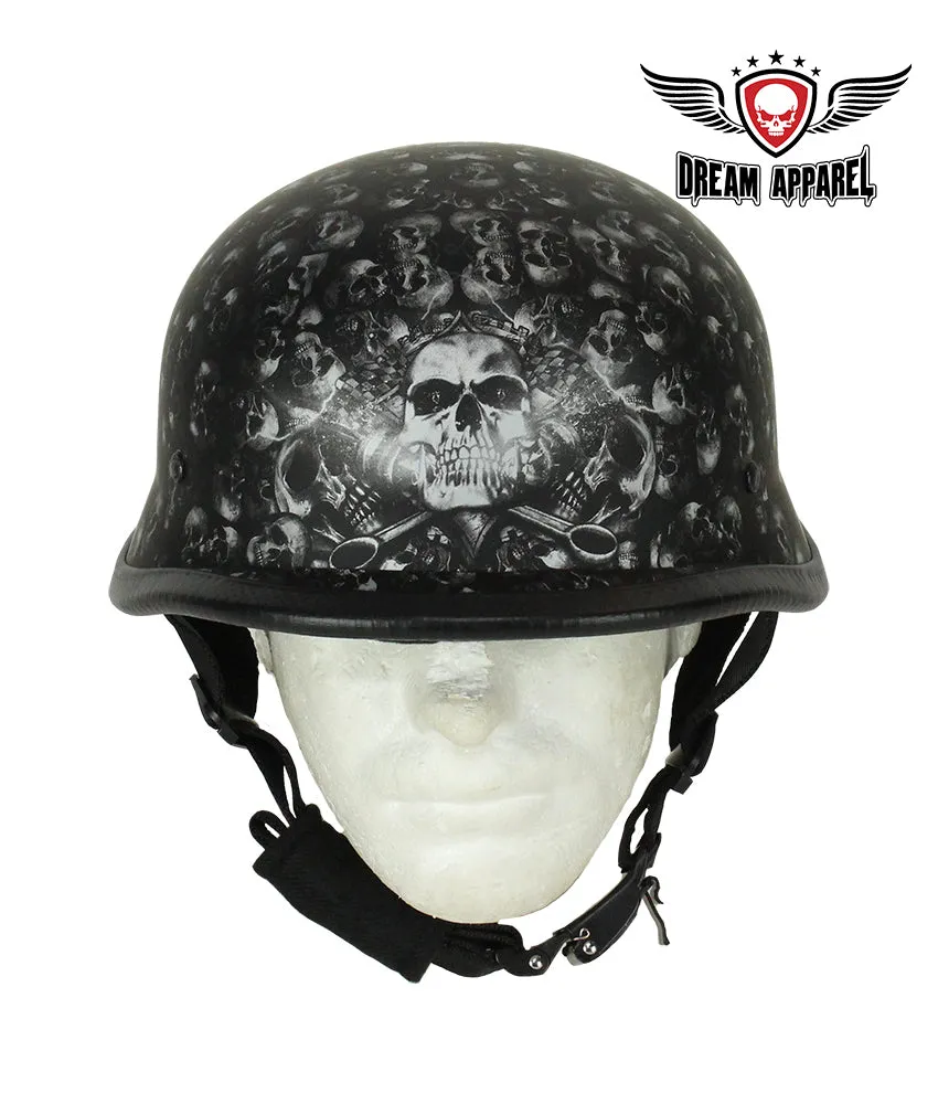 Grey Flat Skull Graveyard German Novelty Helmet