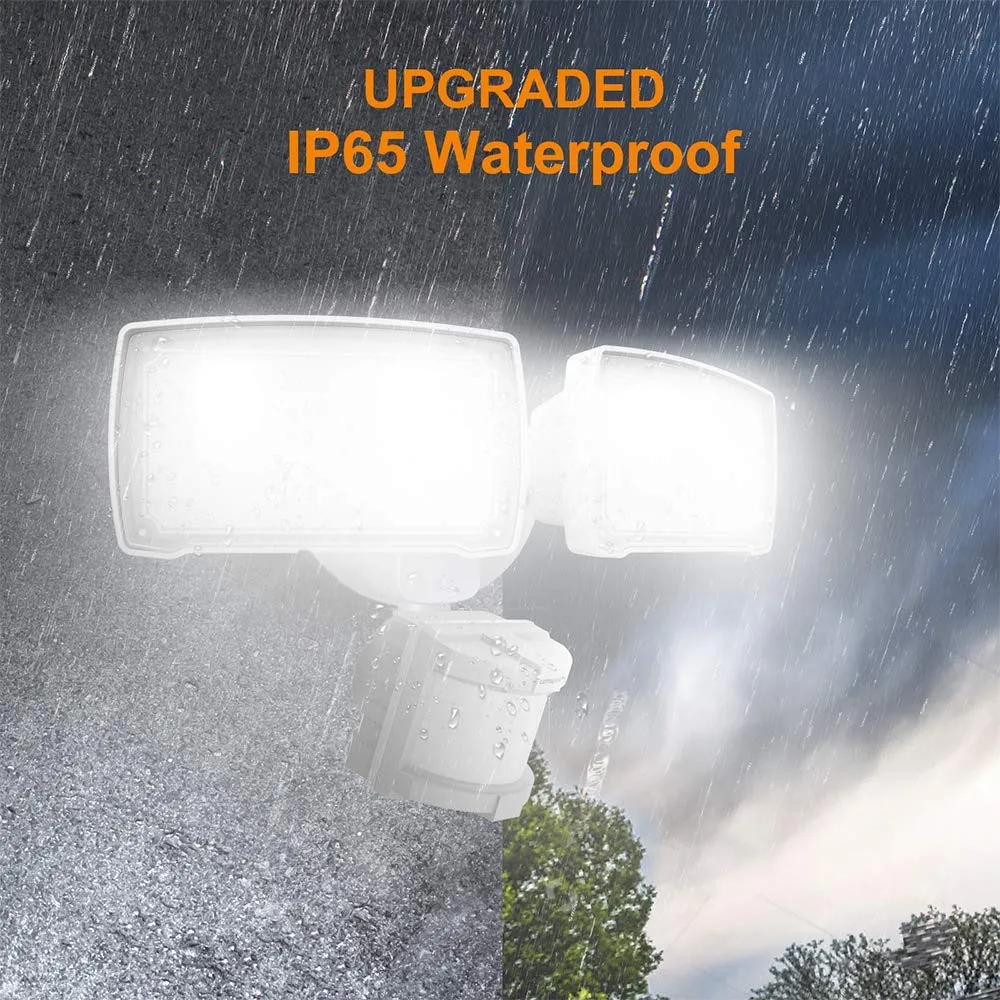Lepower-tec 28W Motion Detector Security Lights 2 Adjustable Heads 3000LM