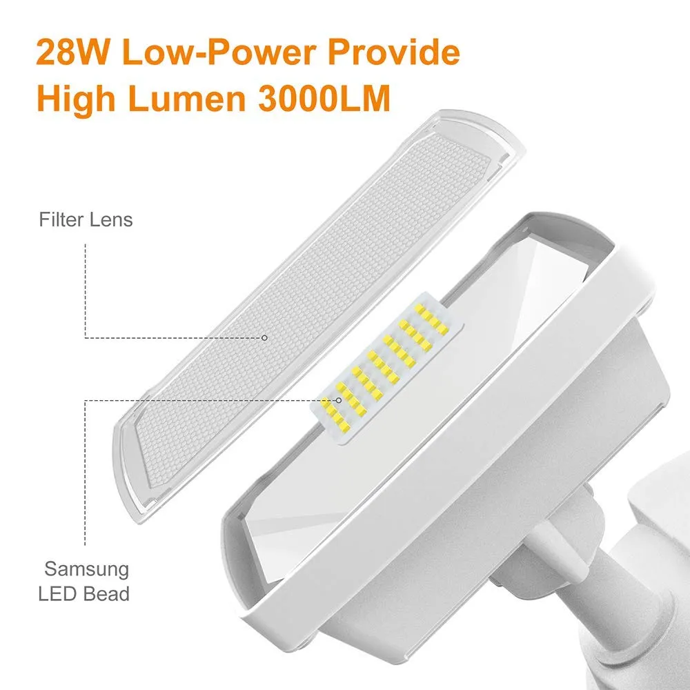 Lepower-tec 28W Motion Detector Security Lights 2 Adjustable Heads 3000LM
