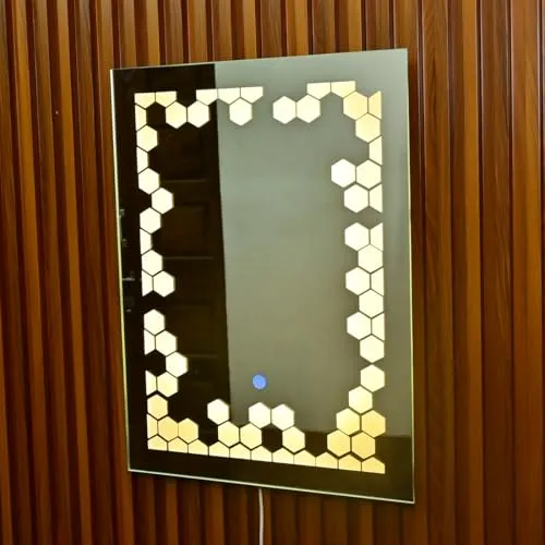 Lighted Wall Mirror with LED Lights, for Bathroom, Bedroom, Living Room, Kitchen, Dining Room, Hallway, Office, Home Decor