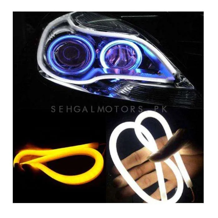Maximus Flexible Headlight / Head Lamp Dual Color Internal DRL with 200 SMD - Audi Style Look | Installed Inside