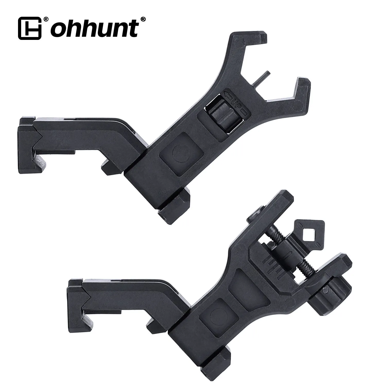 ohhunt 45 Degree Offset Flip Up Sight Rapid Transition Backup Front and Rear Sight for Picatinny Mount