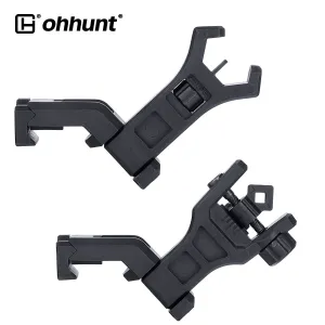 ohhunt 45 Degree Offset Flip Up Sight Rapid Transition Backup Front and Rear Sight for Picatinny Mount