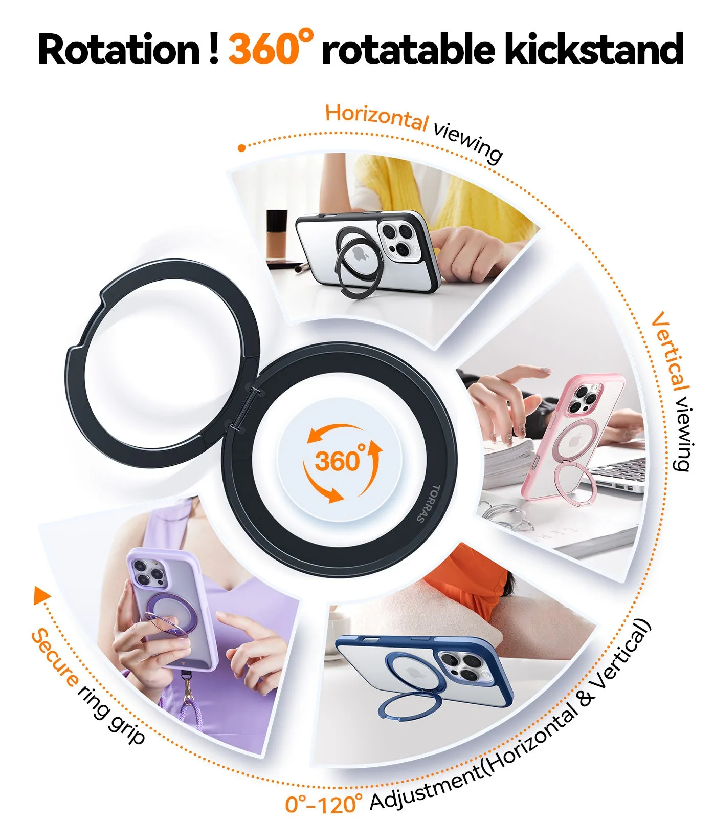 Ostand R Fusion Case with 360° Rotated Stand for iPhone 15 Pro