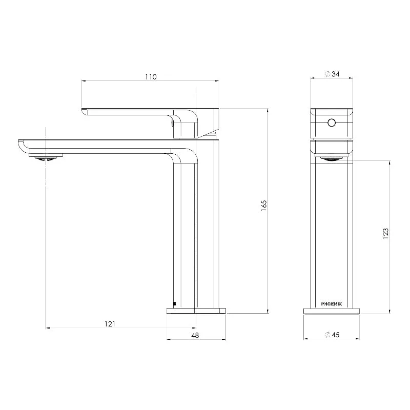 Phoenix Gloss MKII Basin Mixer - Matte Black