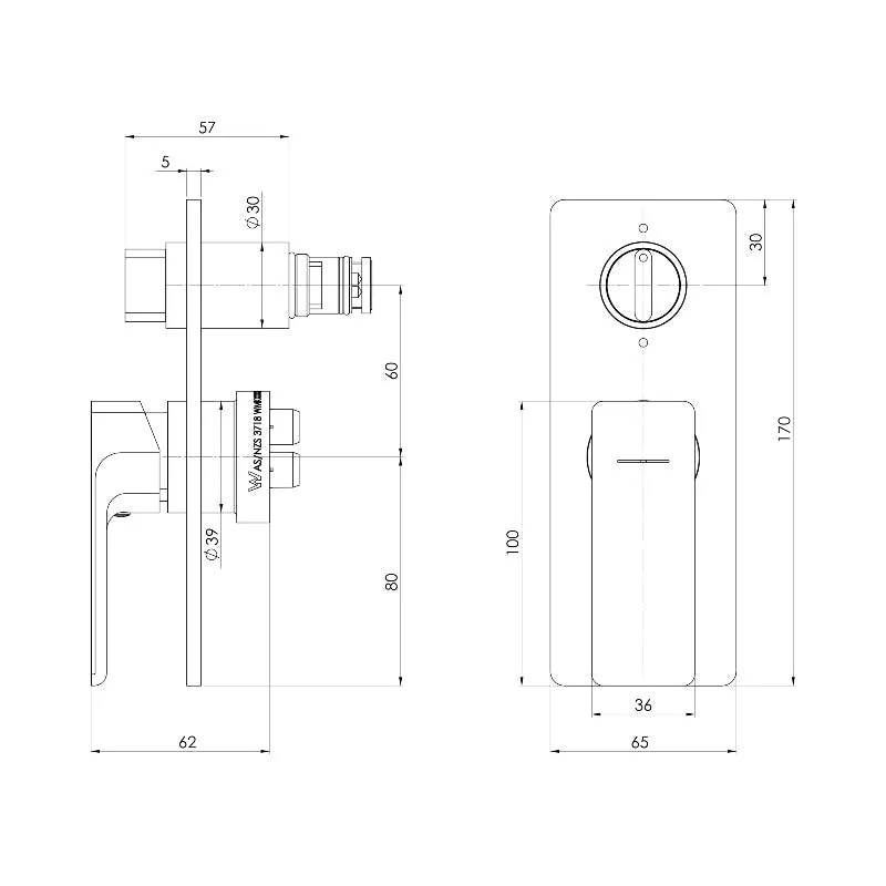 Phoenix Gloss MKII SwitchMix Shower / Bath Diverter - Brushed Nickel