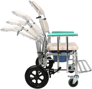 Rolling Shower Chair for Elderly & Disabled – Commode Wheelchair with Adjustable Backrest & 12" Rear Wheels Model M677123