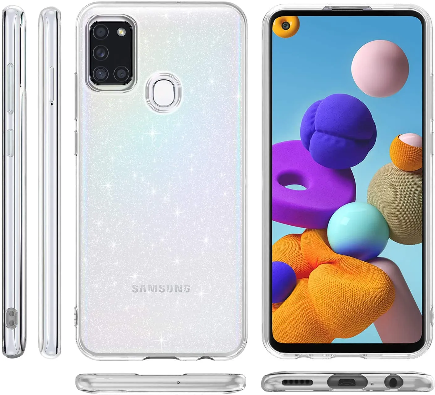 Samsung Galaxy A41 Glitter Gel Cover - Silver
