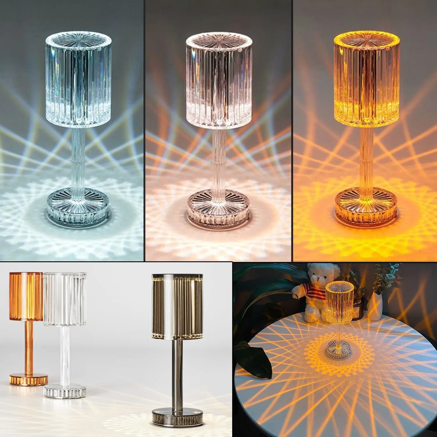 Warm LED Romantic Crystal Table Lamp