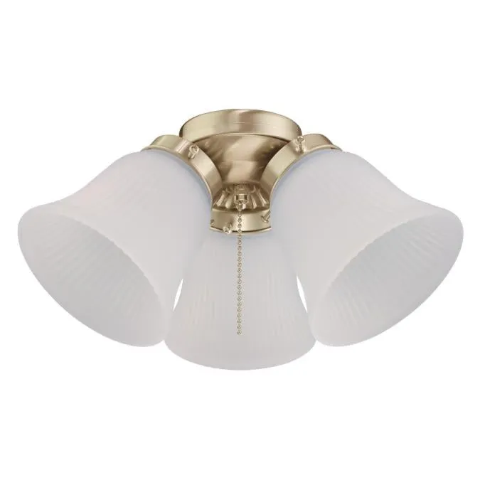Westinghouse 7784500 LED Cluster Ceiling Fan Light Kit Polished Brass Finish with Frosted Ribbed Glass