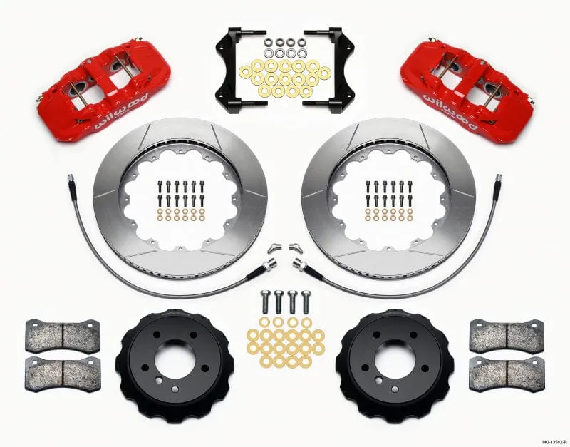 Wilwood AERO6 Front Hat Kit 14.00 Red 2007-2011 BMW E90 Series w/Lines
